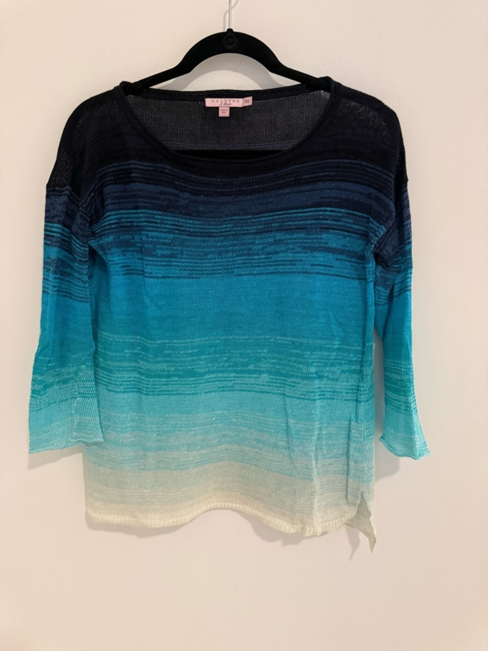 Calypso St. Barth Blue Ombre Linen Sweater XS
